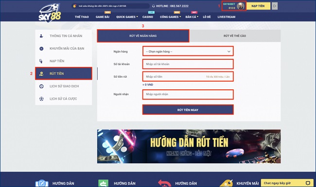 rút tiền SKY88 