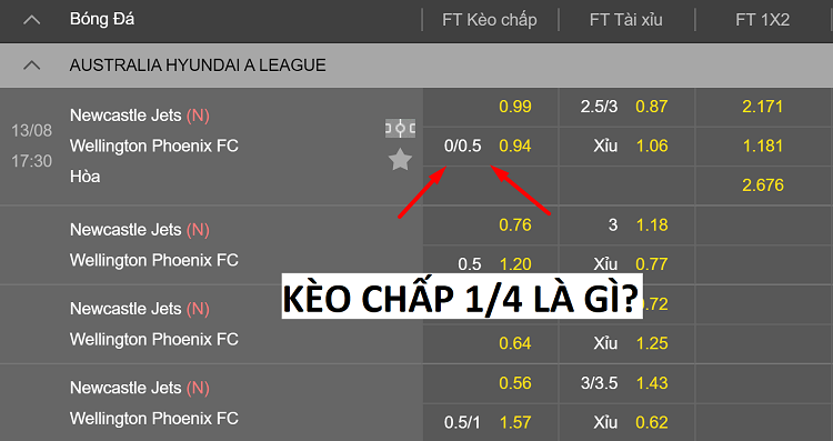 kèo chấp 1/4